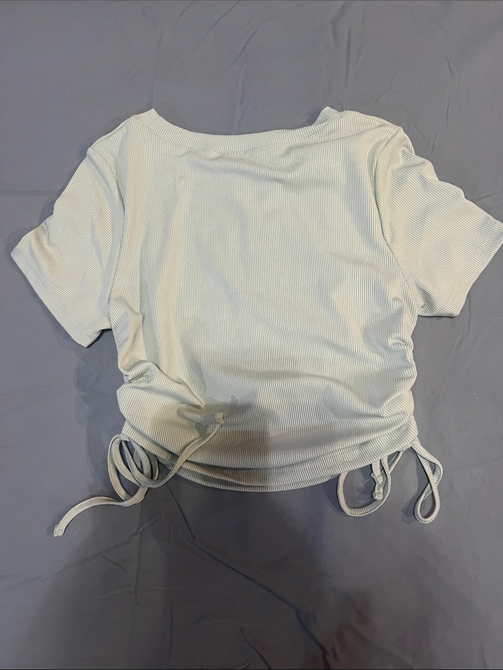 SHEIN Mint Ribbed Drawstring Crop Tee - Picture 3 of 4